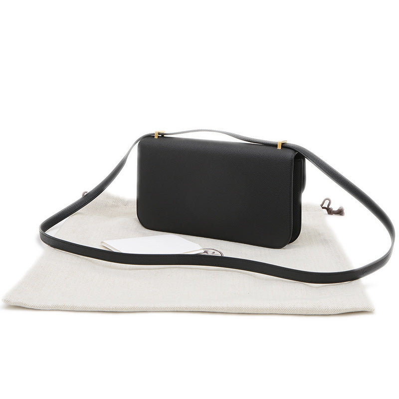 コンスタンスエラン エプソン ブラック ゴールド金具 W刻印 ショルダーバッグ