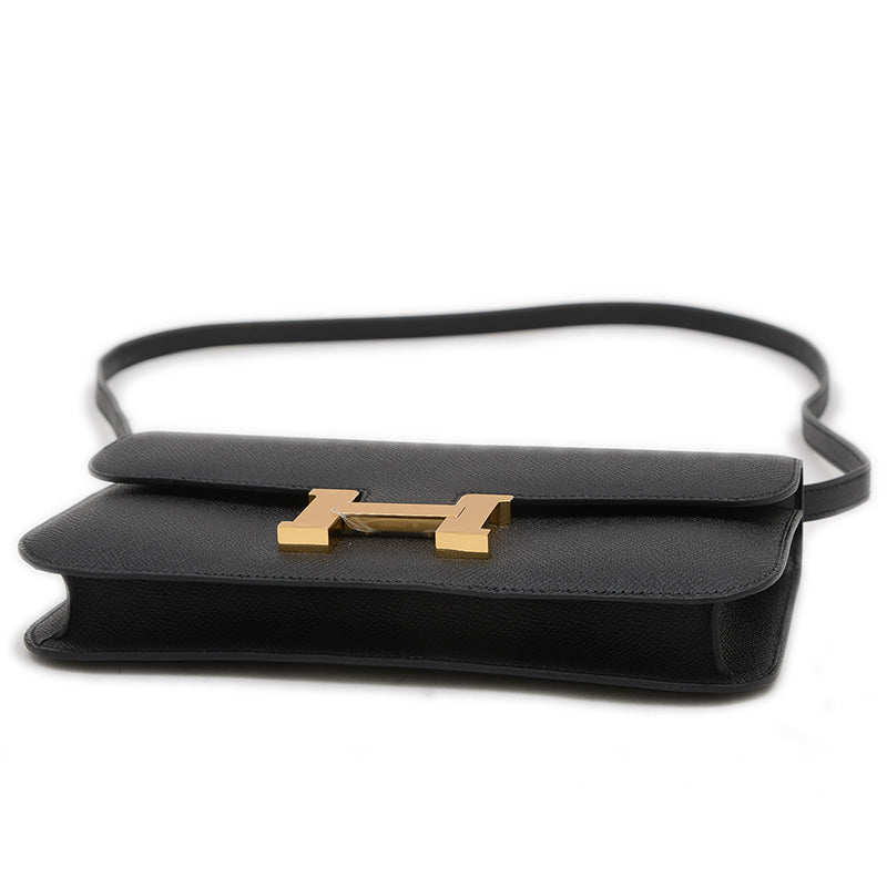 コンスタンスエラン エプソン ブラック ゴールド金具 W刻印 ショルダーバッグ