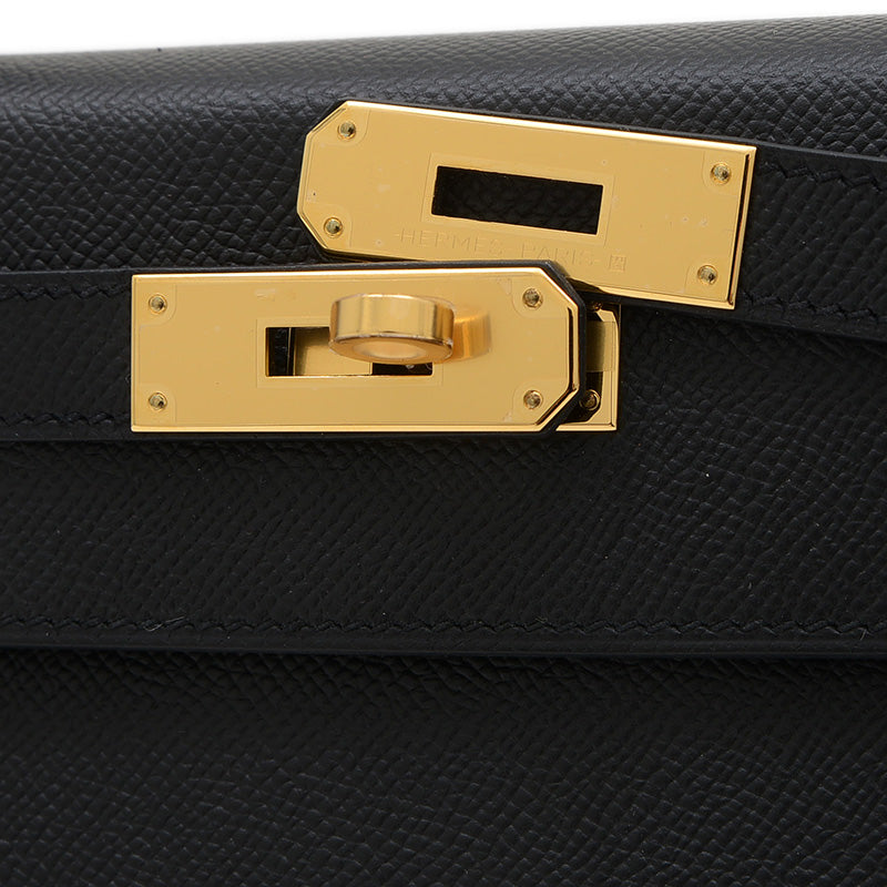ケリー28 外縫い エプソン ブラック ゴールド金具 D刻印 ハンドバッグ