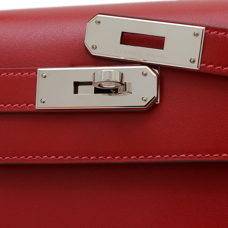 ケリー28 外縫い タデラクト ルージュヴィフ シルバー金具 D刻印 ハンドバッグ