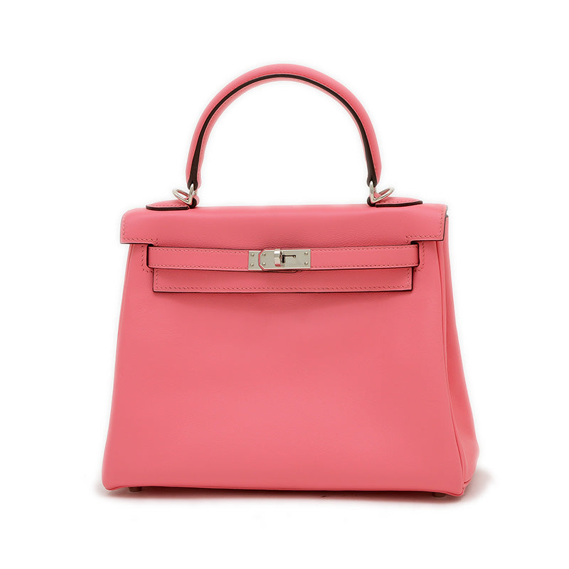 ケリー25 内縫い スイフト ローズアザレ シルバー金具 C刻印 ハンドバッグ