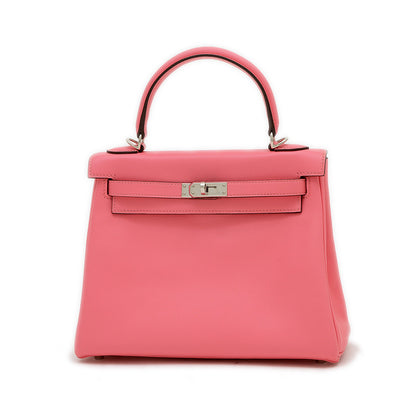 ケリー25 内縫い スイフト ローズアザレ シルバー金具 C刻印 ハンドバッグ