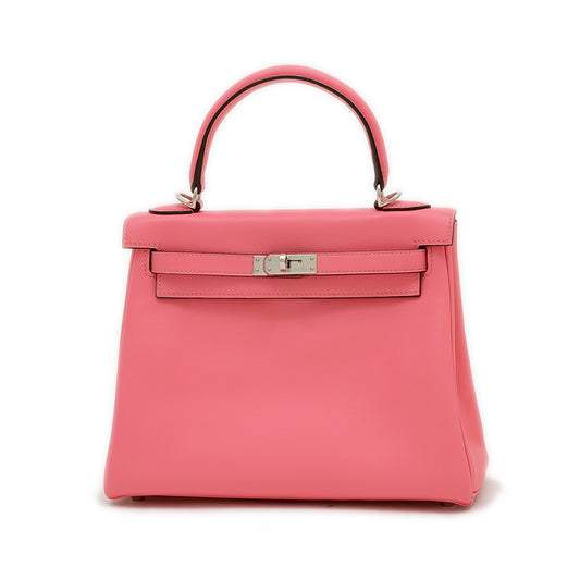 ケリー25 内縫い スイフト ローズアザレ シルバー金具 C刻印 ハンドバッグ