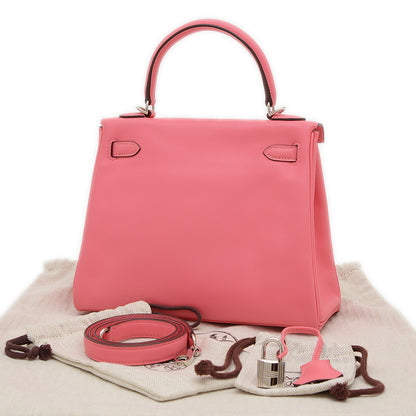 ケリー25 内縫い スイフト ローズアザレ シルバー金具 C刻印 ハンドバッグ