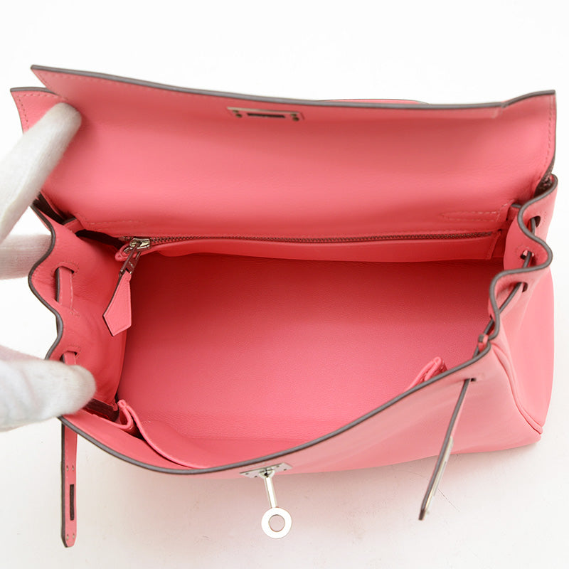 ケリー25 内縫い スイフト ローズアザレ シルバー金具 C刻印 ハンドバッグ