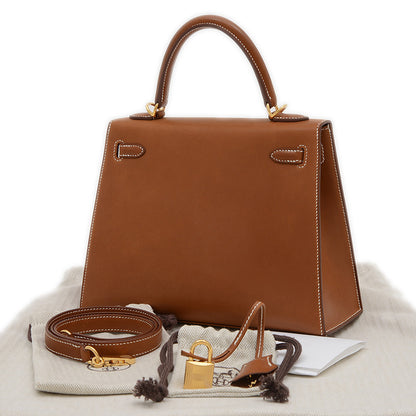 ケリー25 外縫い バレニアフォーブル フォーブ ゴールド金具 W刻印 ハンドバッグ