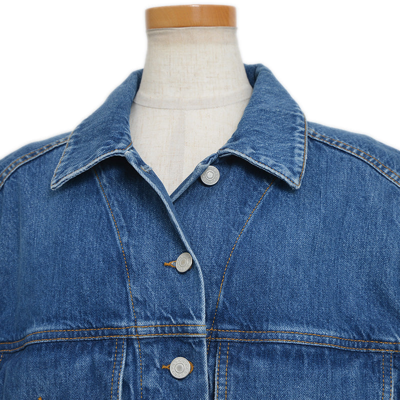 デニムベスト エンブロイダリーパッチ うさぎ コットン ブルー 718110 #40 ベスト
