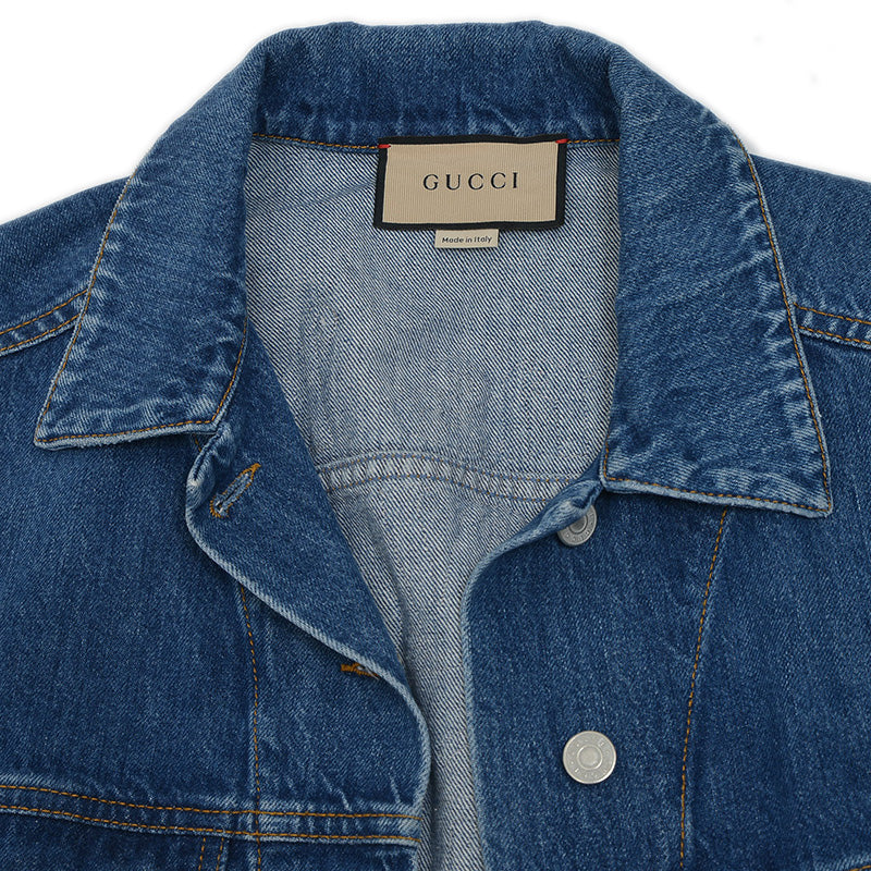 デニムベスト エンブロイダリーパッチ うさぎ コットン ブルー 718110 #40 ベスト