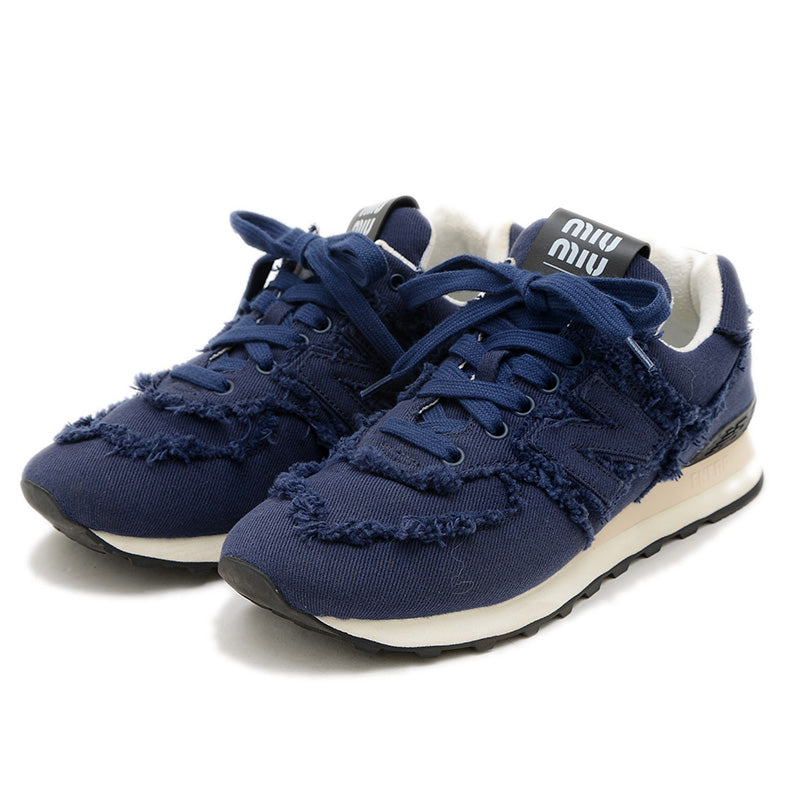 スニーカー ニューバランスコラボ 574 Denim Colonial ネイビー レディース 38サイズ スニーカー