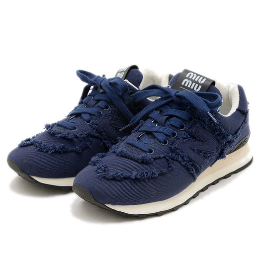 スニーカー ニューバランスコラボ 574 Denim Colonial ネイビー レディース 38サイズ スニーカー