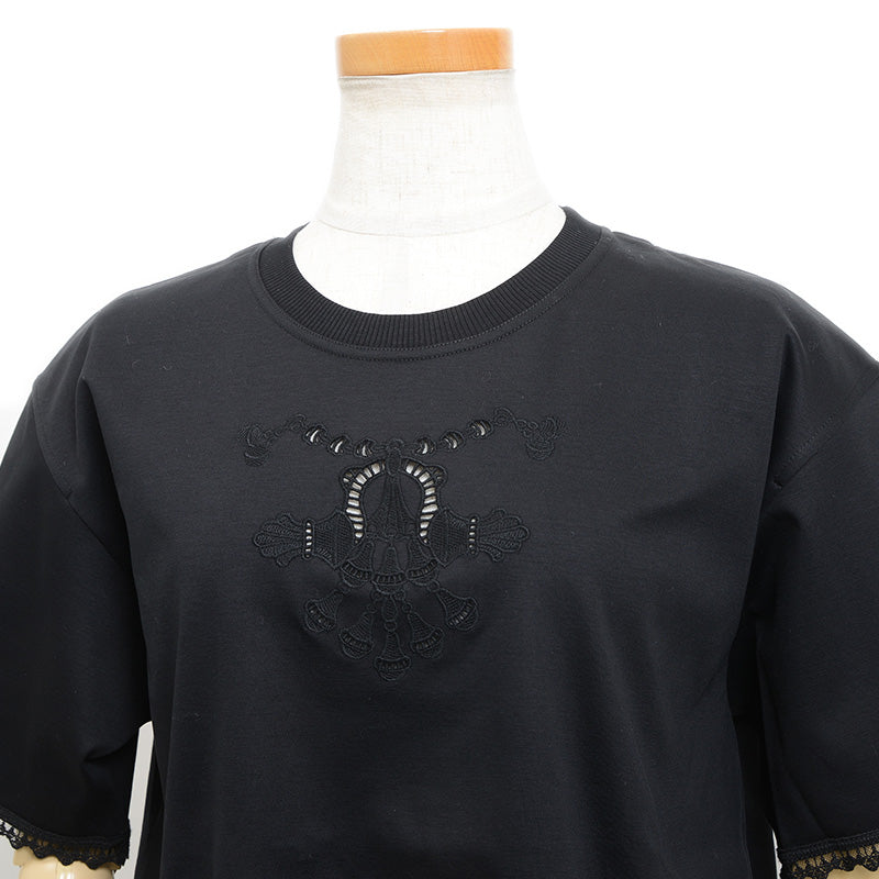 刺繍 Tシャツ 半袖 Palefroi/パルフロワ コットン ブラック H5H4625DC #36 25AW 半袖Ｔシャツ