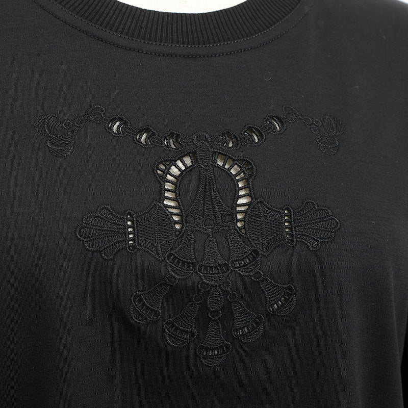 刺繍 Tシャツ 半袖 Palefroi/パルフロワ コットン ブラック H5H4625DC #36 25AW 半袖Ｔシャツ