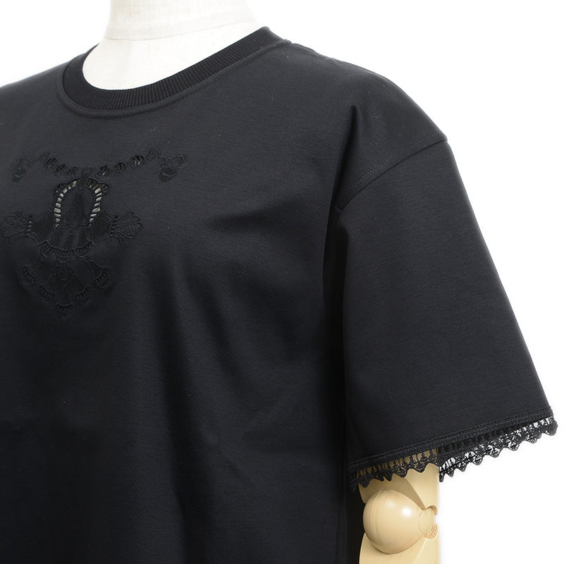 刺繍 Tシャツ 半袖 Palefroi/パルフロワ コットン ブラック H5H4625DC #36 25AW 半袖Ｔシャツ