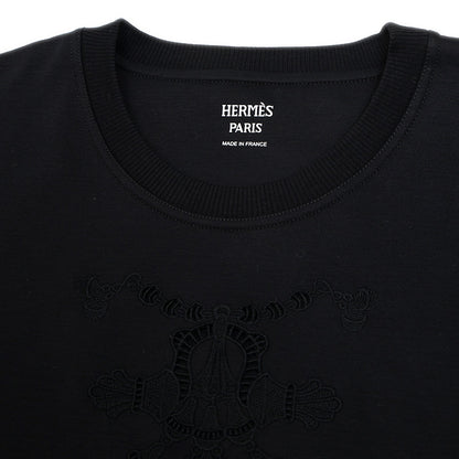 刺繍 Tシャツ 半袖 Palefroi/パルフロワ コットン ブラック H5H4625DC #36 25AW 半袖Ｔシャツ
