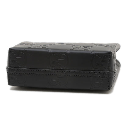 GGレザー スーパーミニ 2WAYバッグ ブラック 790133 ハンドバッグ