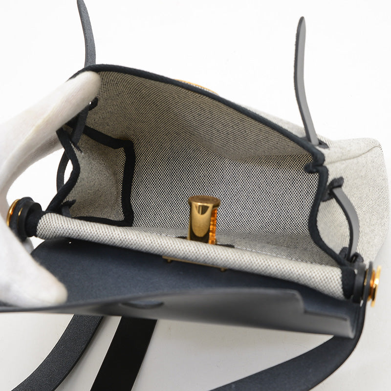 エールバッグ ミニ 20 トワル ブラック/グレー ゴールド金具 W刻印 ショルダーバッグ