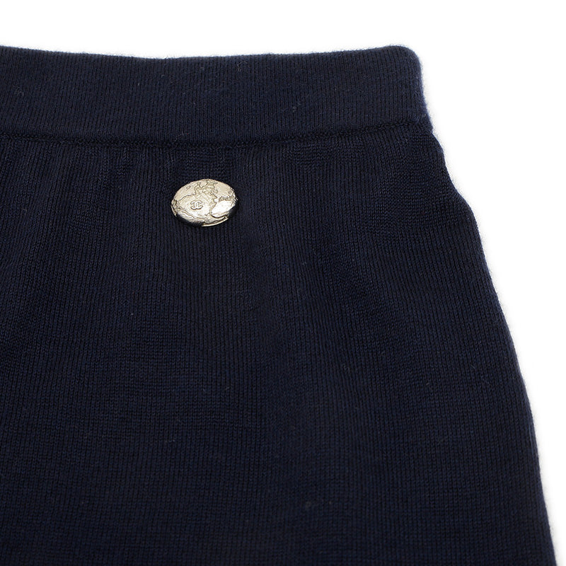 ショートパンツ ニット カシミヤ混 ネイビー/マルチカラー レディース 36サイズ ショートパンツ