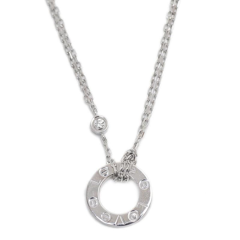 ラブ ネックレス 2Pダイヤ K18WG B72194 ネックレス