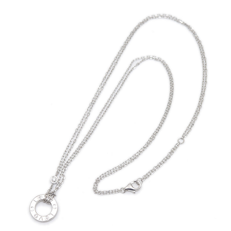 ラブ ネックレス 2Pダイヤ K18WG B72194 ネックレス