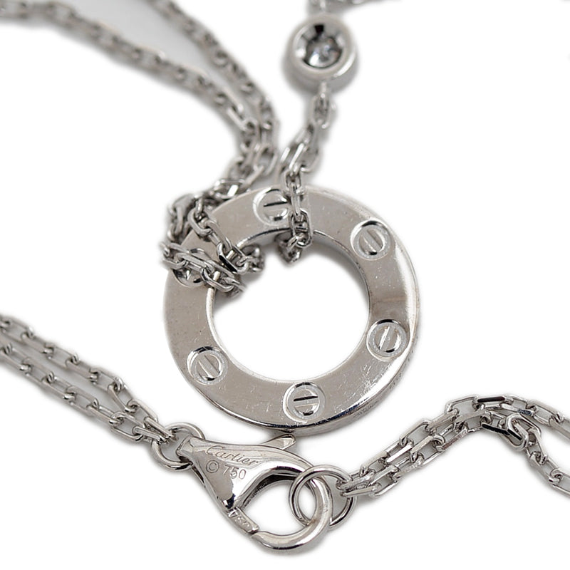 ラブ ネックレス 2Pダイヤ K18WG B72194 ネックレス