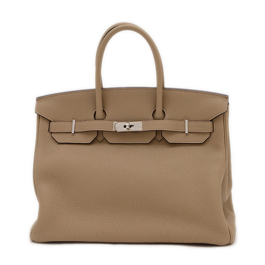 バーキン35 トゴ ベージュマルファ シルバー金具 W刻印 ハンドバッグ