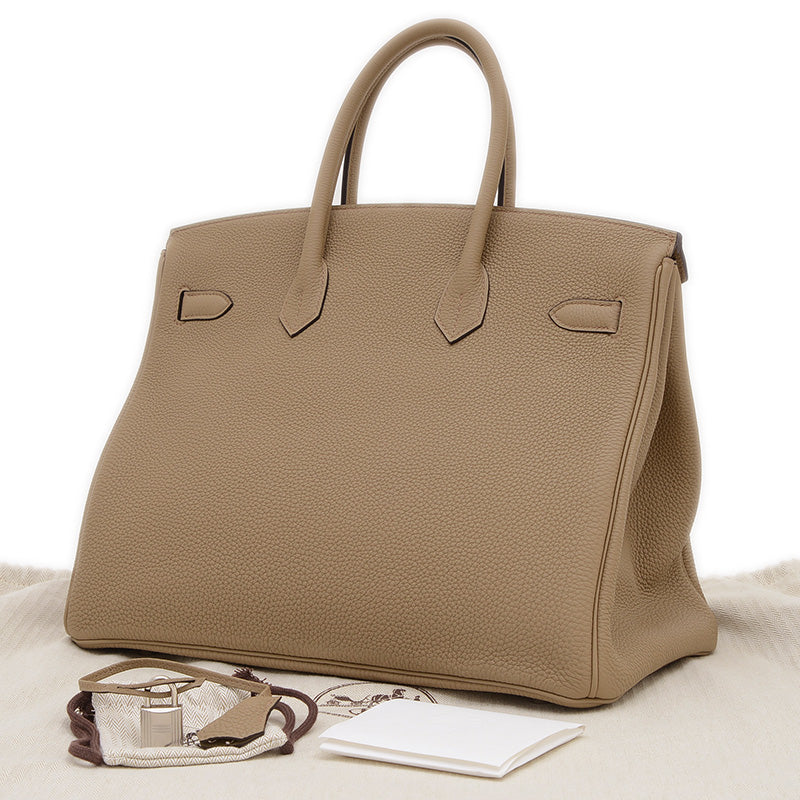 バーキン35 トゴ ベージュマルファ シルバー金具 W刻印 ハンドバッグ