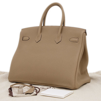 バーキン35 トゴ ベージュマルファ シルバー金具 W刻印 ハンドバッグ