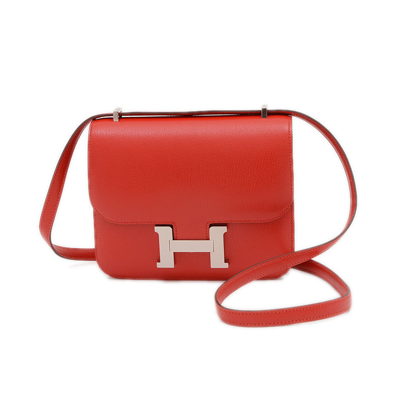 コンスタンス ミニ 18 ミロワール シェーブル ルージュラデュー シルバー金具　W刻印 ショルダーバッグ