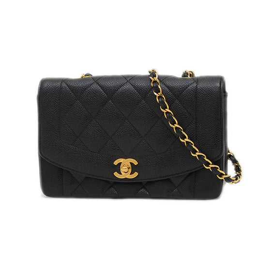 ダイアナ チェーンショルダー 22cm キャビアスキン ブラック A01164 ヴィンテージ ショルダーバッグ