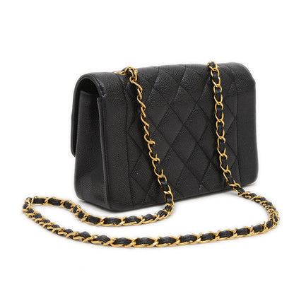 ダイアナ チェーンショルダー 22cm キャビアスキン ブラック A01164 ヴィンテージ ショルダーバッグ