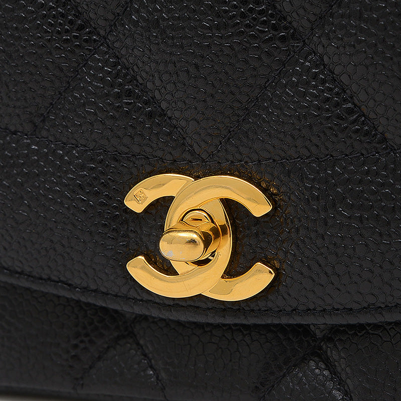 ダイアナ チェーンショルダー 22cm キャビアスキン ブラック A01164 ヴィンテージ ショルダーバッグ