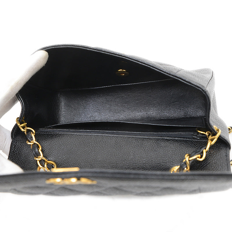 ダイアナ チェーンショルダー 22cm キャビアスキン ブラック A01164 ヴィンテージ ショルダーバッグ