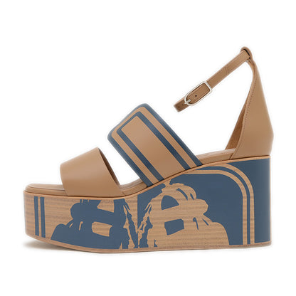 サンダル カリス レザー ベージュ/ネイビー レディース #35.5 サンダル