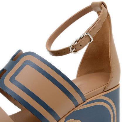 サンダル カリス レザー ベージュ/ネイビー レディース #35.5 サンダル