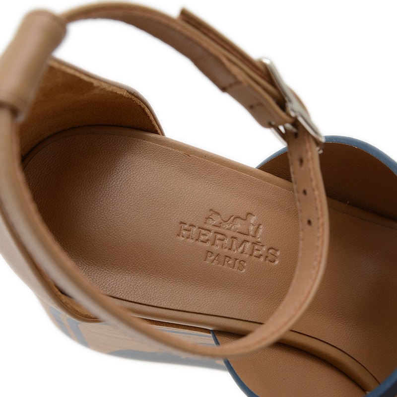 サンダル カリス レザー ベージュ/ネイビー レディース #35.5 サンダル