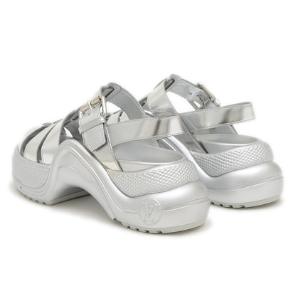 サンダル アークライトライン レザー シルバー レディース 35サイズ サンダル