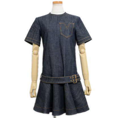 ワンピース デニム コットン混 ネイビー 36サイズ ワンピース