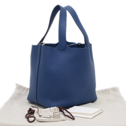 ピコタンロック MM 22 トリヨン ブルータイ シルバー金具 K刻印 ハンドバッグ