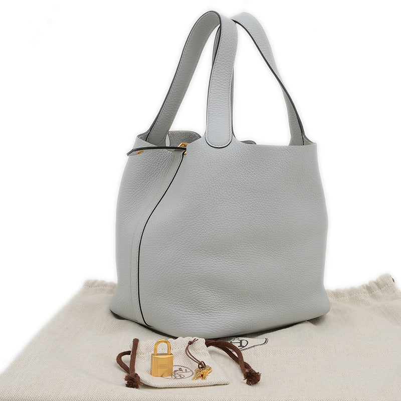 ピコタンロック MM 22 トリヨン ブルーペール ゴールド金具 B刻印 ハンドバッグ