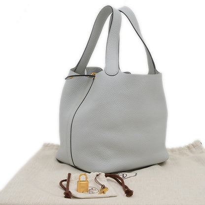 ピコタンロック MM 22 トリヨン ブルーペール ゴールド金具 B刻印 ハンドバッグ