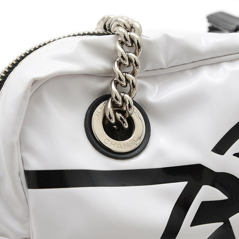 クルーズライン チェーンショルダーバッグ ビニール ホワイト/ブラック ショルダーバッグ