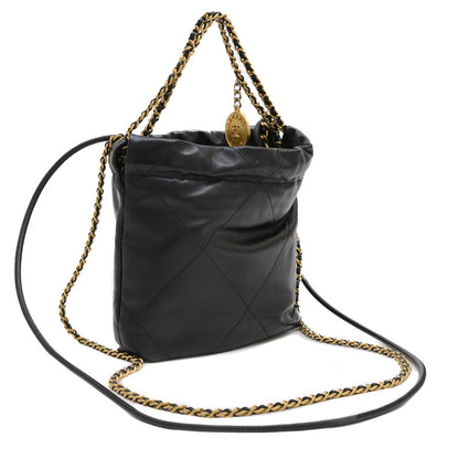 シャネル22 ショルダーバッグ ブラック シャイニーカーフレザー AS3980 ショルダーバッグ