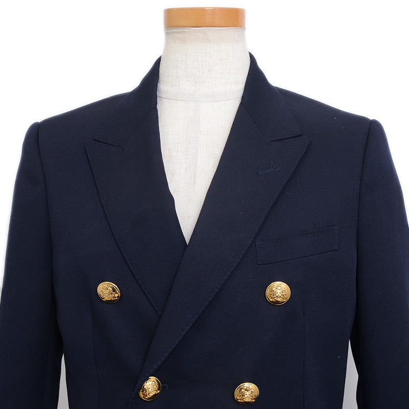 テーラードジャケット ダブル ウール ネイビー レディース 34サイズ 2V684092D テーラードジャケット