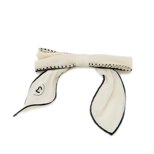 バレッタ　リボン ココマーク ホワイト ヘアアクセサリー 23K バレッタ