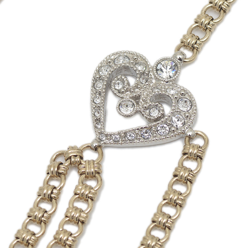 ロングネックレス ハートモチーフ ラインストーン ゴールド/シルバー I23K ネックレス