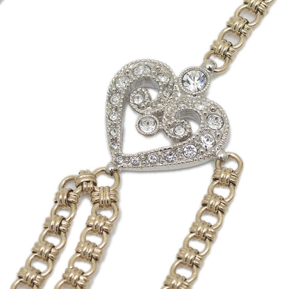 ロングネックレス ハートモチーフ ラインストーン ゴールド/シルバー I23K ネックレス