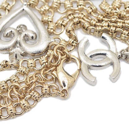 ロングネックレス ハートモチーフ ラインストーン ゴールド/シルバー I23K ネックレス