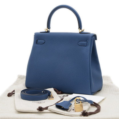 ケリー25 内縫い トゴ ブルータイ ゴールド金具 K刻印 ハンドバッグ