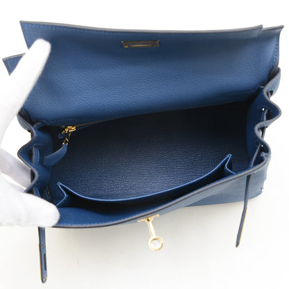 ケリー25 内縫い トゴ ブルータイ ゴールド金具 K刻印 ハンドバッグ