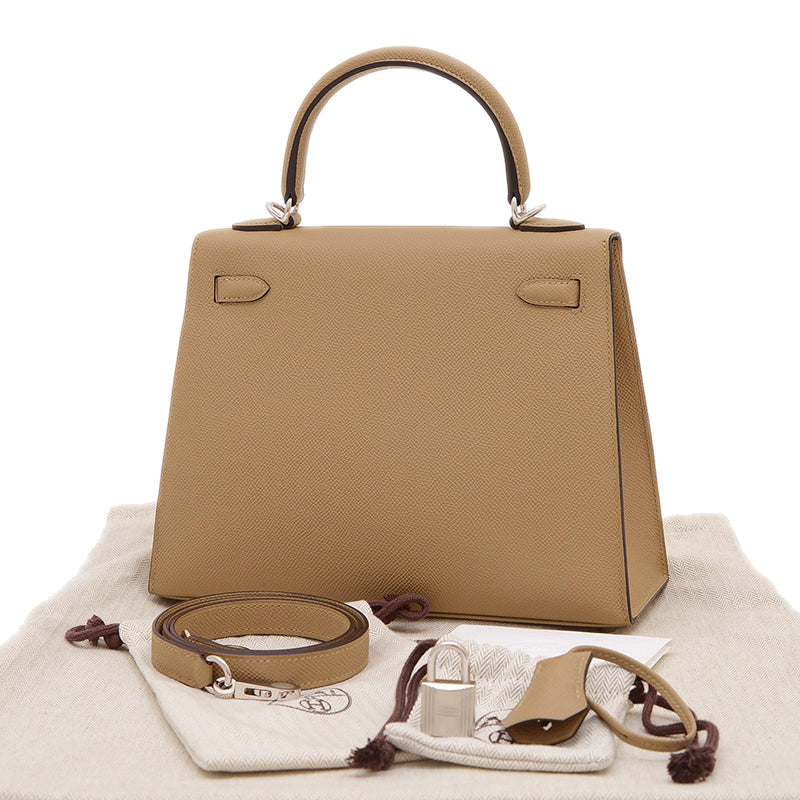 ケリー25 外縫い エプソン トレンチ エレクトラム金具 K刻印 ハンドバッグ